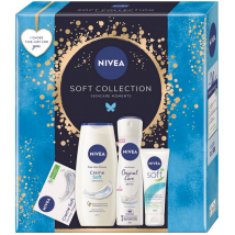 KAZETA NIVEA WOMEN BOX SOFT COLLECTION KRÉM 75ML + SPRCHOVÝ GÉL 250ML + ANTIPERSPIRANT 150ML + TUHÉ MYDLO 100G