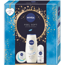 KAZETA NIVEA WOMEN BOX FEEL SOFT KRÉM 100ML + SPRCHOVÝ GÉL 250ML + ROLL ON 50ML