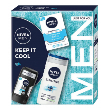 KAZETA NIVEA MEN BOX KEEP IT COOL BALZAM PO HOLENÍ 100ML + SPRCHOVÝ GÉL 250ML + STICK 50ML