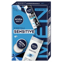 KAZETA NIVEA MEN BOX FRESH SENSITIVE ANTIPERSPIRANT 150ML + SPRCHOVÝ GÉL 250ML + KRÉM 30ML