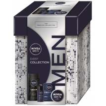 KAZETA NIVEA MEN BOX DEEP COLLECTION VODA PO HOLENÍ 100ML + KRÉM 75ML + ROLL ON 50ML + SPRCHOVÝ GÉL 250ML 