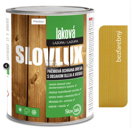 SLOVLUX LAKOVÁ LAZÚRA 0000 BEZFAREBNÝ 2.5L