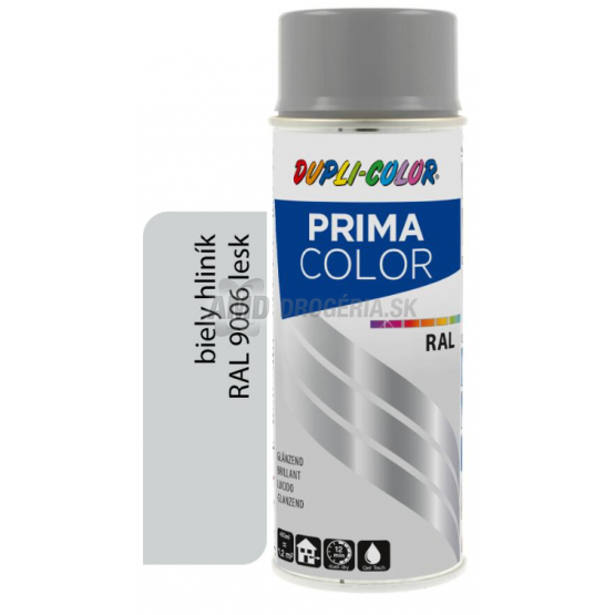 DUPLI COLOR  PRIMA SPRAY RAL 9006 BIELY HLINÍK 500 ML LESK