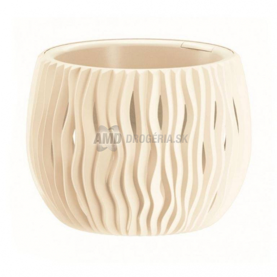 KVETINÁČ OBAL PLASTOVÝ, O 370 MM, VÝŠKA 210 MM, 9 L, SANDY BOWL BASIC, BIELY