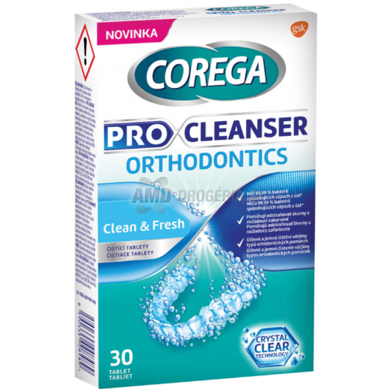 COREGA PRO CLEANSER ORTHODONTICS CLEAN FRESH TABLETY  30KS