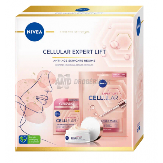 KAZETA NIVEA WOM CELLULAR EXPERT LIFT DENNÝ PLEŤOVÝ KRÉM 50ML + TEXTILNÁ PLEŤOVÁ MASKA 1KS 