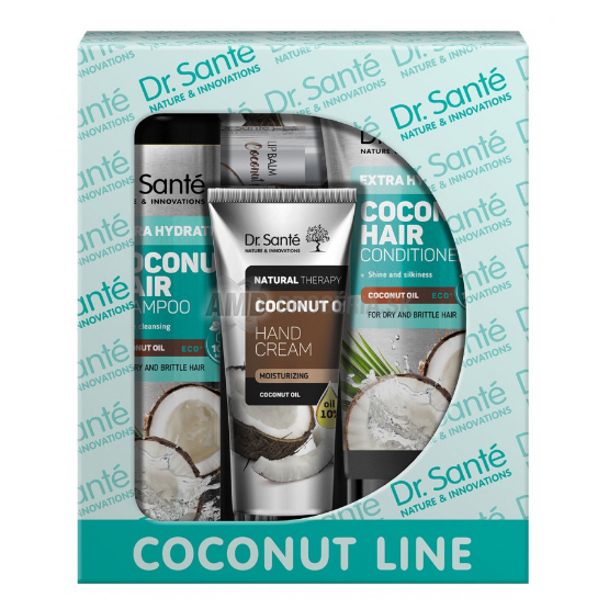 KAZETA DR.SANTE COCONUT ŠAMPÓN 250ML + KONDICIÓNER 200ML + KRÉM NA RUKY 7ML + BALZAM NA PERY 4G 