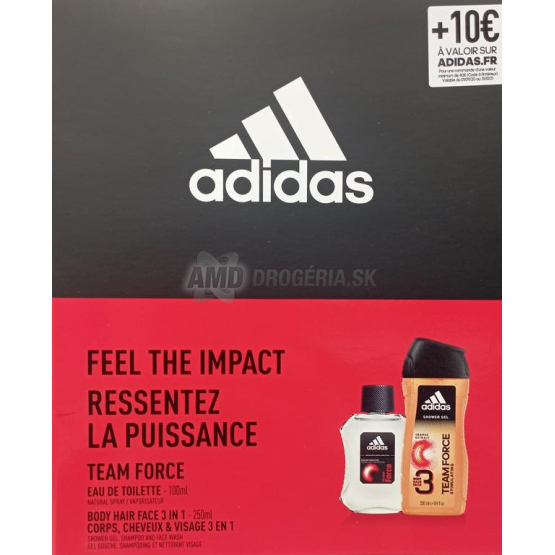 KAZETA ADIDAS MEN TEAM FORCE TOALETNÁ VODA 100ML + SPRCHOVÝ GÉL 250ML