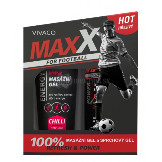 KAZETA MAXX FOR FOOTBALL  SPRCHOVÝ GÉL 250ML + HREJIVÝ MASÁŽNY GÉL 200ML