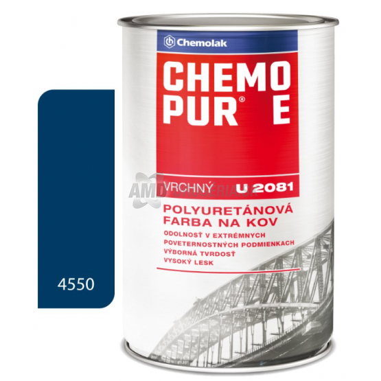 CHEMOLAK CHEMOPUR U2081 4550 NÁVESTNÁ MODRÁ  POLYURETÁNOVÁ VRCHNÁ FARBA 0,8KG 