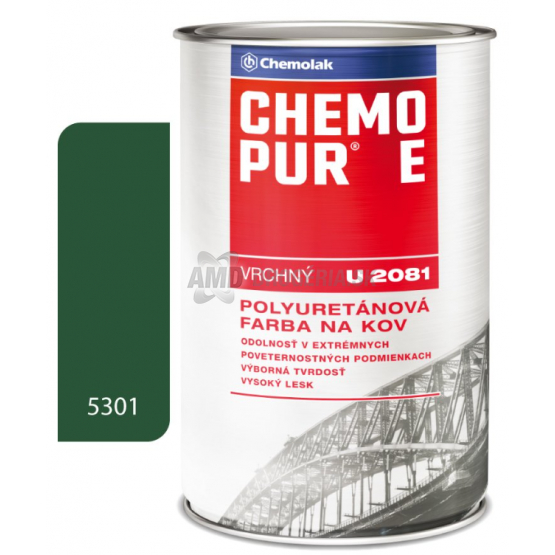 CHEMOLAK CHEMOPUR U2081 5301 ZELENÁ STREDNÁ POLYURETÁNOVÁ VRCHNÁ FARBA 0,8KG 