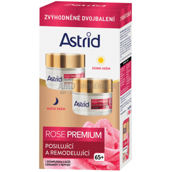 ASTRID DENNÝ A NOČNÝ KRÉM ROSE PREMIUM  DUOPACK 65+ 2X 50ML