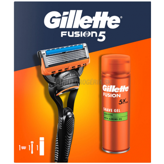 KAZETA GILLETTE FUSION 5 STROJČEK + GÉL HA HOLENIE 200ML