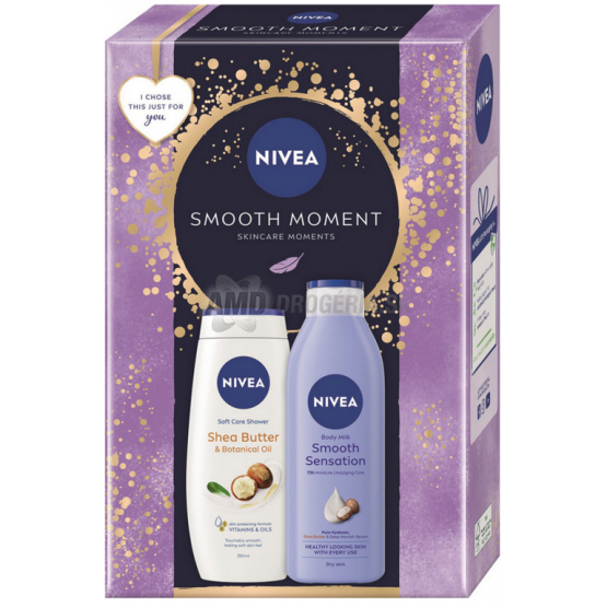 KAZETA NIVEA WOMEN BOX SMOOTH MOMENT TELOVÉ MLIEKO 250ML + SPRCHOVACÍ GÉL 250ML