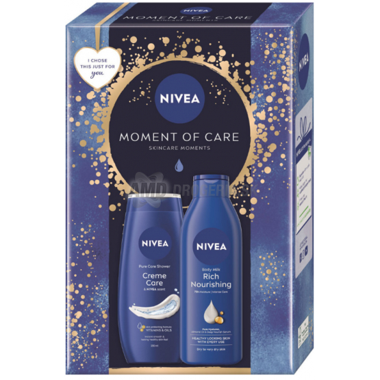 KAZETA NIVEA WOMEN BOX MOMENT OF CARE TELOVÉ MLIEKO 250ML + SPRCHOVÝ GÉL 250ML