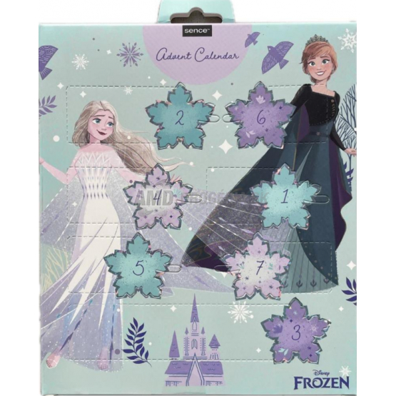 KAZETA FROZEN ADVENTNÝ KALENDÁR UMELÉ VLASY  + PLASTOVÝ PRSTEŇ + ČELENKA + GUMIČKU DO VLASOV + NÁLEPKY DO VLASOV 