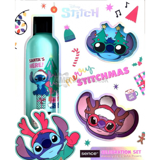 KAZETA LILO MERRY STITCHMAS SPRCHOVÝ GÉL 150ML + ŠUMIVÁ BOMBA  PINK 45G + ŠUMIVÁ BOMBA BLUE 45G