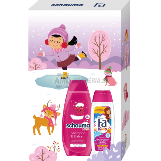 KAZETA KIDS GIRL FA SPRCHOVÝ GÉL 250ML + SCHAUMA  ŠAMPÓN A BALZAM 400ML 